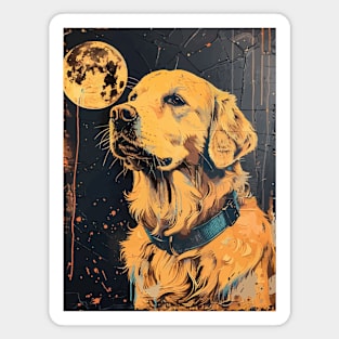 Golden retriever dog grunge portrait Magnet